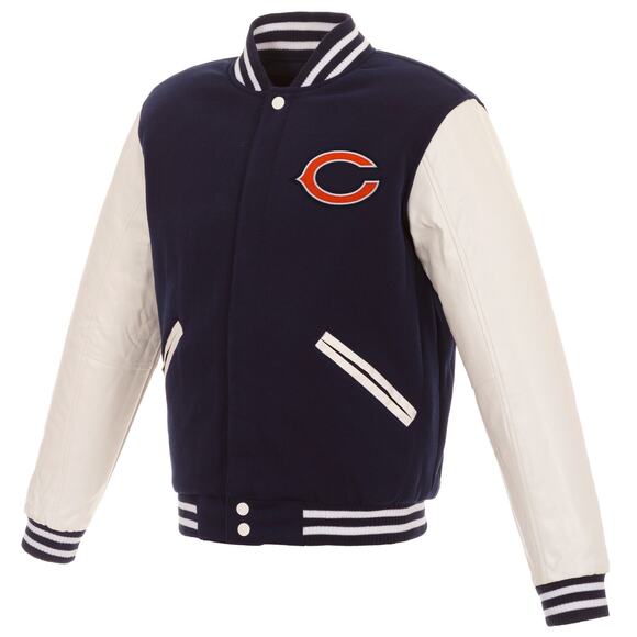 Chicago Bears Reversible Fleece Jacket with Faux Leather Sleeve - Picture 3 of 6